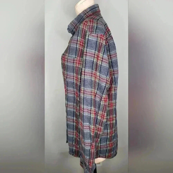 LL BEAN Scotch Gray Plaid Flannel Shirt Traditional Fit Mens Sz M Long Sleeve - Picture 4 of 9